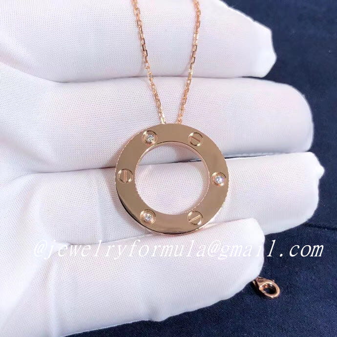 Customized Jewelry Cartier Love Necklace 3 Diamonds Pink Gold Diamonds Jewelry Formula